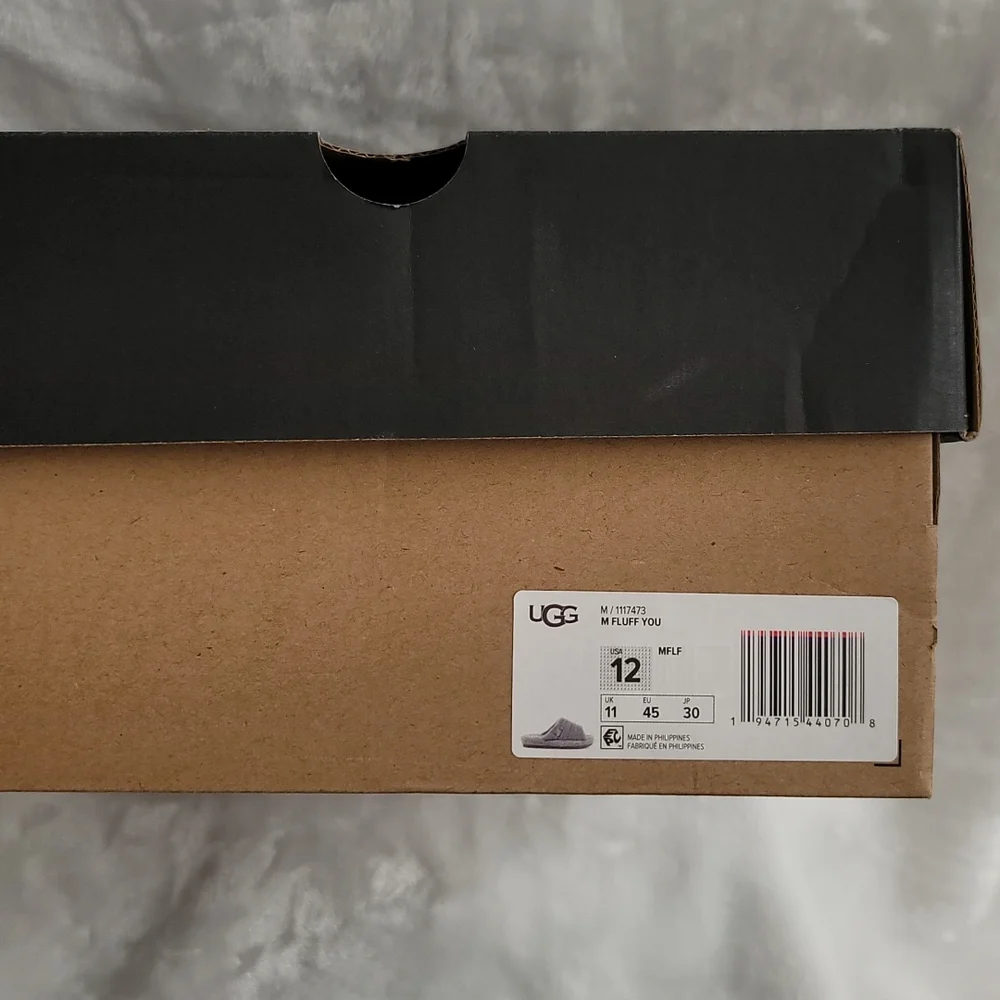 NEW Men's Uggs Fluff You Slippers Gray, Sizes (US)      M9/W11 or M12/W14 - Picture 6 of 7